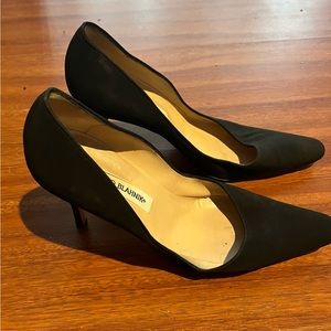 Manolo Blahnik Black Fabric Heels Pumps Size 38